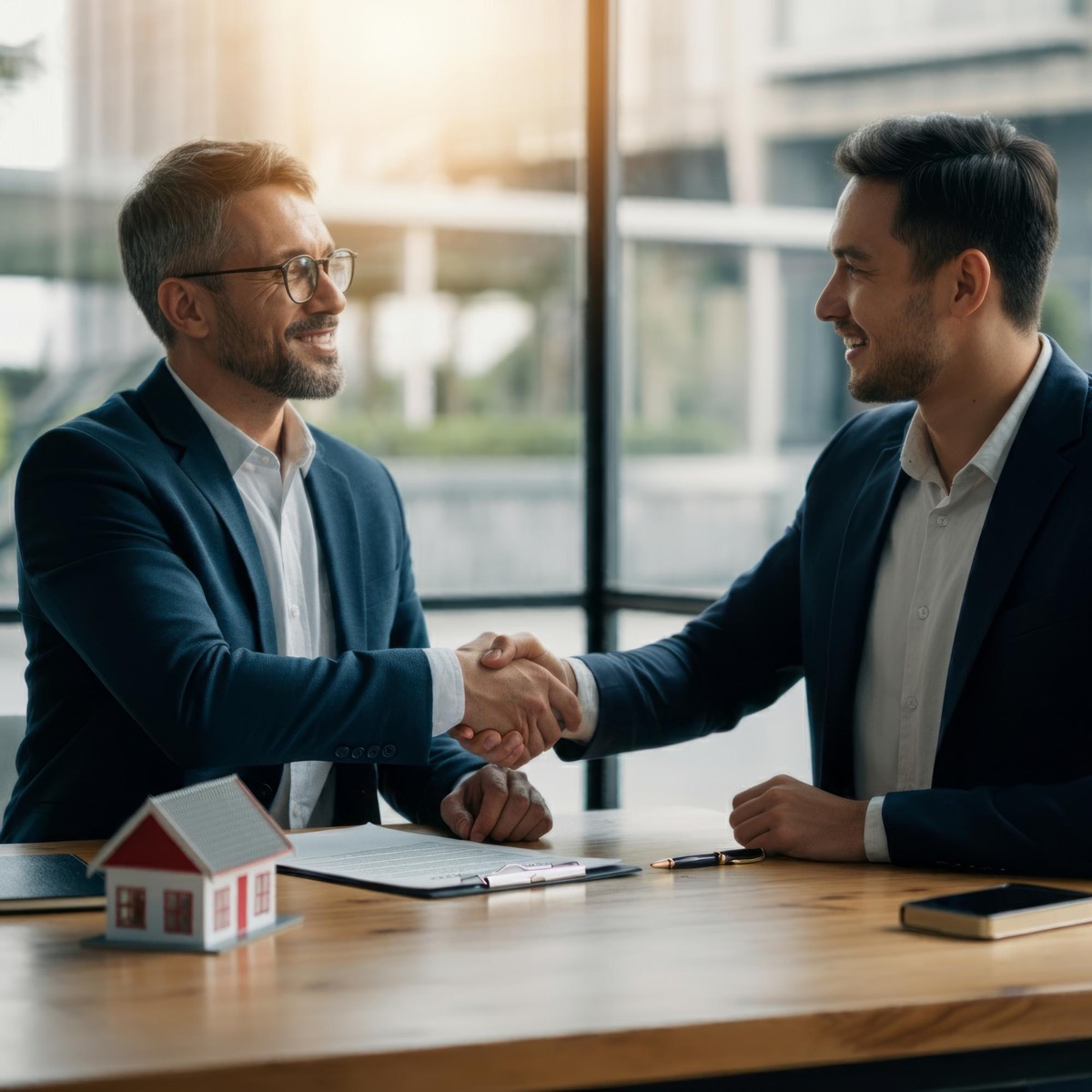 Two professionals shaking hands
